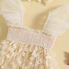 Infant Girl Romper Dress Butterfly Decor Fly Sleeve Ruched Mesh Skirt 3 6 12 18 24 Months Hem Jumpsuits Newborn Clothes Baby Bodysuits with Headband