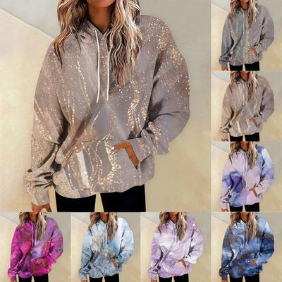 Women's Fashion Daily Versatile Casual Crewneck Sweatshirts Graphic Daily Long Sleeve Gradient Patchwork Printed Top Sweatshirts