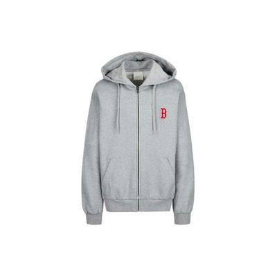MLB X Disney Collaboration Solid Color Zip-Up Hoodie Unisex Hoodies Gray 31TRK1031-43M
