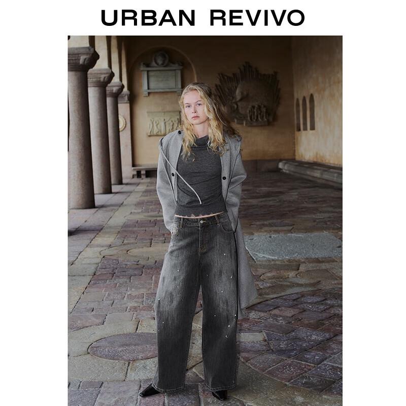 

Женские джинсы с широкими штанинами в стиле ретро с принтом в виде брызг краски и вареным эффектом 28