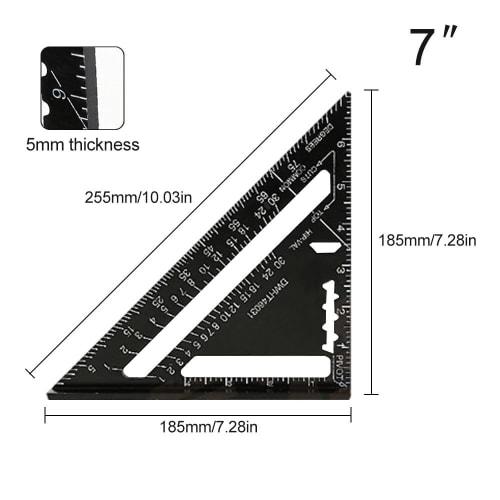 Aluminum Alloy Triangle Ruler for Woodworking, Circular Saw Ruler with Cutting Guide, Measuring Tool, 90 Degree Square, 45 Degree Square, Scribing Too