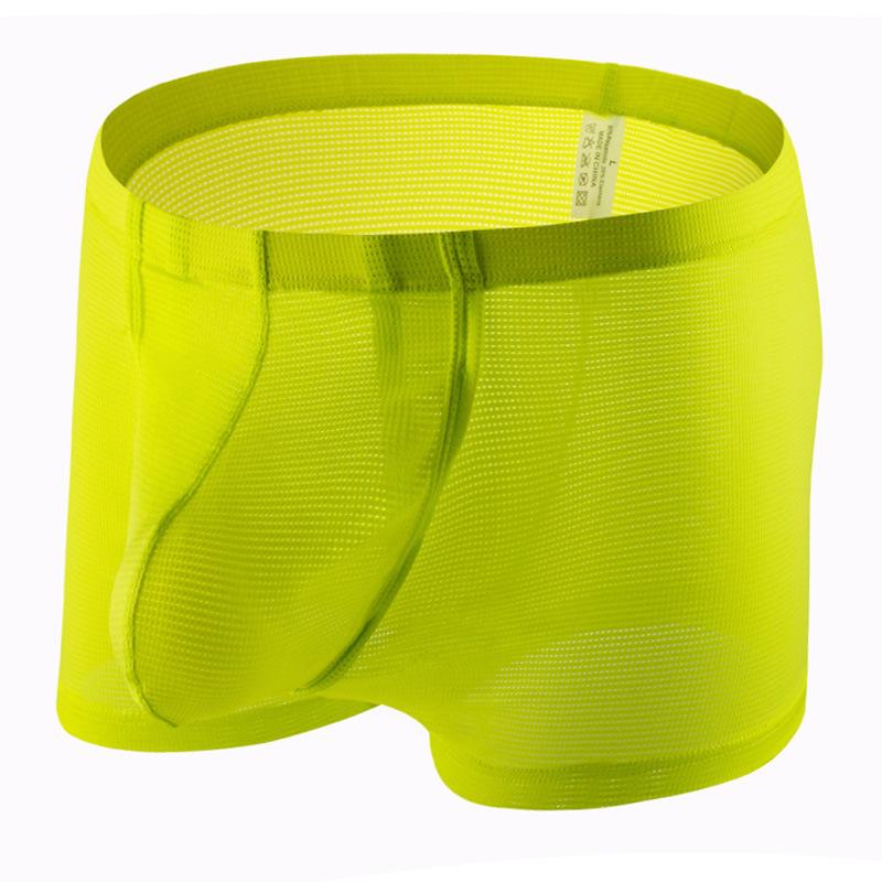 Men Boxers Briefs Fly Pouch Front Open Bulge Underwear Separated Pouch Trunks Mesh Breathable Panties Male Dual Pouch Underpant