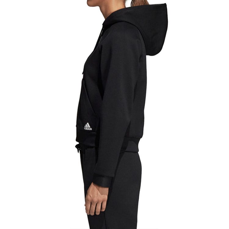 adidas Sweatshirts Women's Black Hooded Moderate Cardigan DU6570