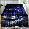 1PC Custom Name Space Truck Journey flannel blanket versatile,all-season throw suitable for the living room,bedroom,camping,travel,and gift