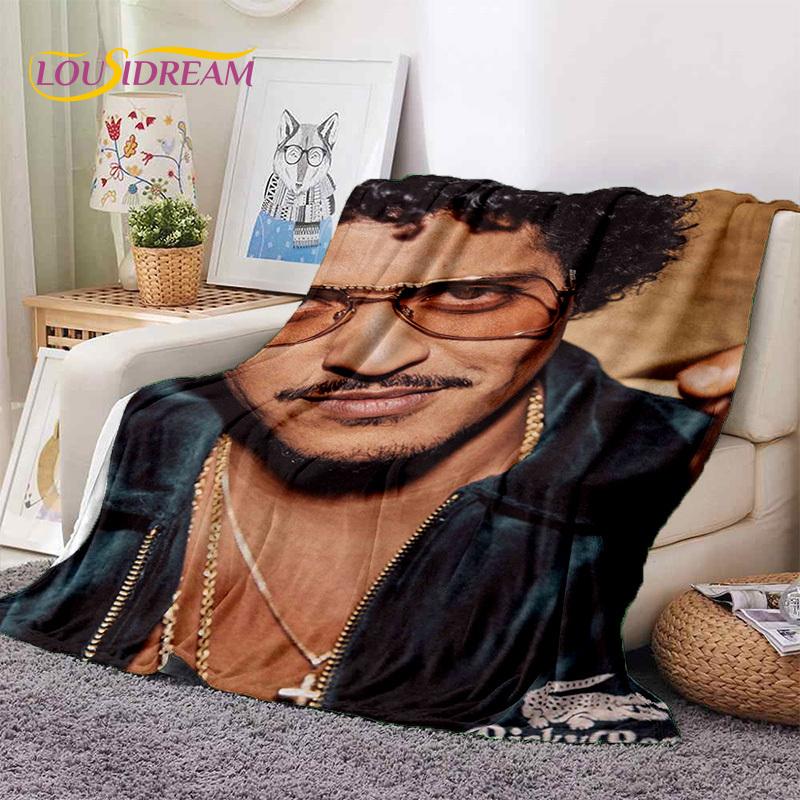 Bruno Mars 3D Singer Star Soft Flannel Blankets,Throw Blanket Comfortable Blanket for Picnic Beds Home Bedroom Cover Kids Gift