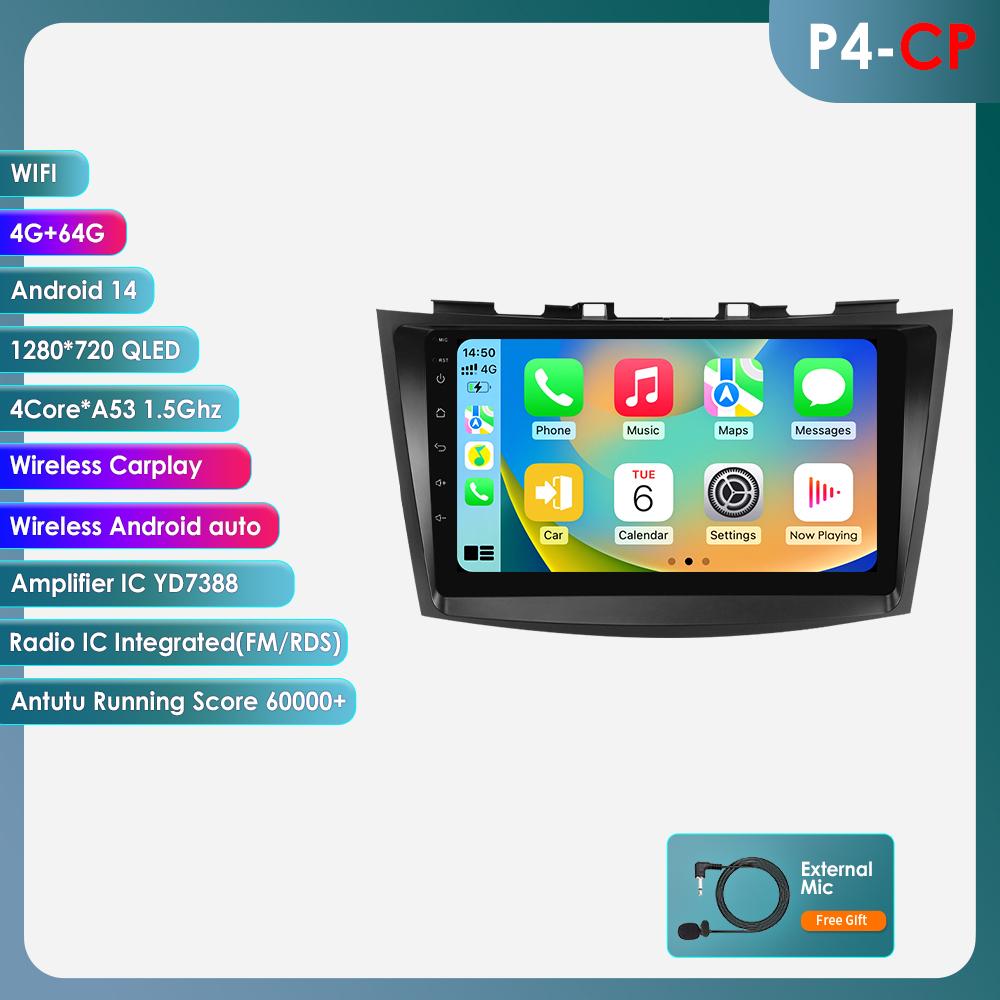 Car Radio for Suzuki Swift 4 2011-2015 Autoradio 4G WIFI GPS Navigation 9inch Stereo DSP BT RDS Stereo 2 Din by Snapdragon 6115