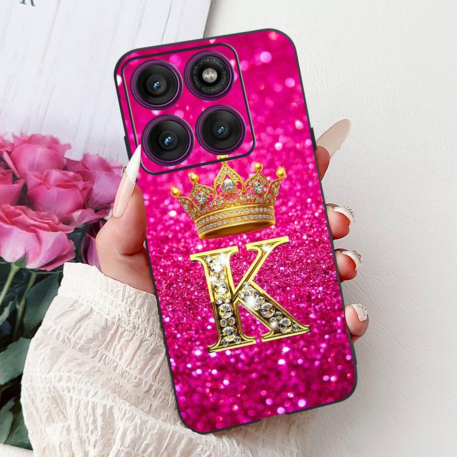 For Motorola Edge 60 Pro Case 2025 Luxury Crown Letters Soft Silicone Black Phone Cover For Moto Edge 60 Fusion 60s Edge60 Funda