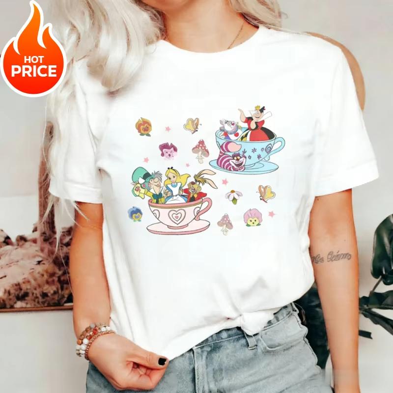 2026 Estate Alice nel Paese delle Meraviglie Grafica T-shirt Unisex Unisex Moda Cotone Qualità Casual Larga Manica Corta Classica Unisex