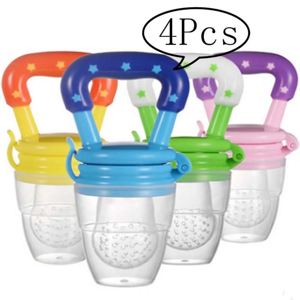 Baby Fruit Feeding Pacifier (4-pack) - Fresh Food Teether, Baby Fruit Teething Toy, Size M Pack of 4