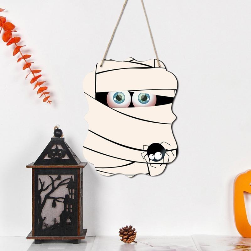 652F Halloween Hanging Ornaments Sign with Rope Hook for Festival Party Door