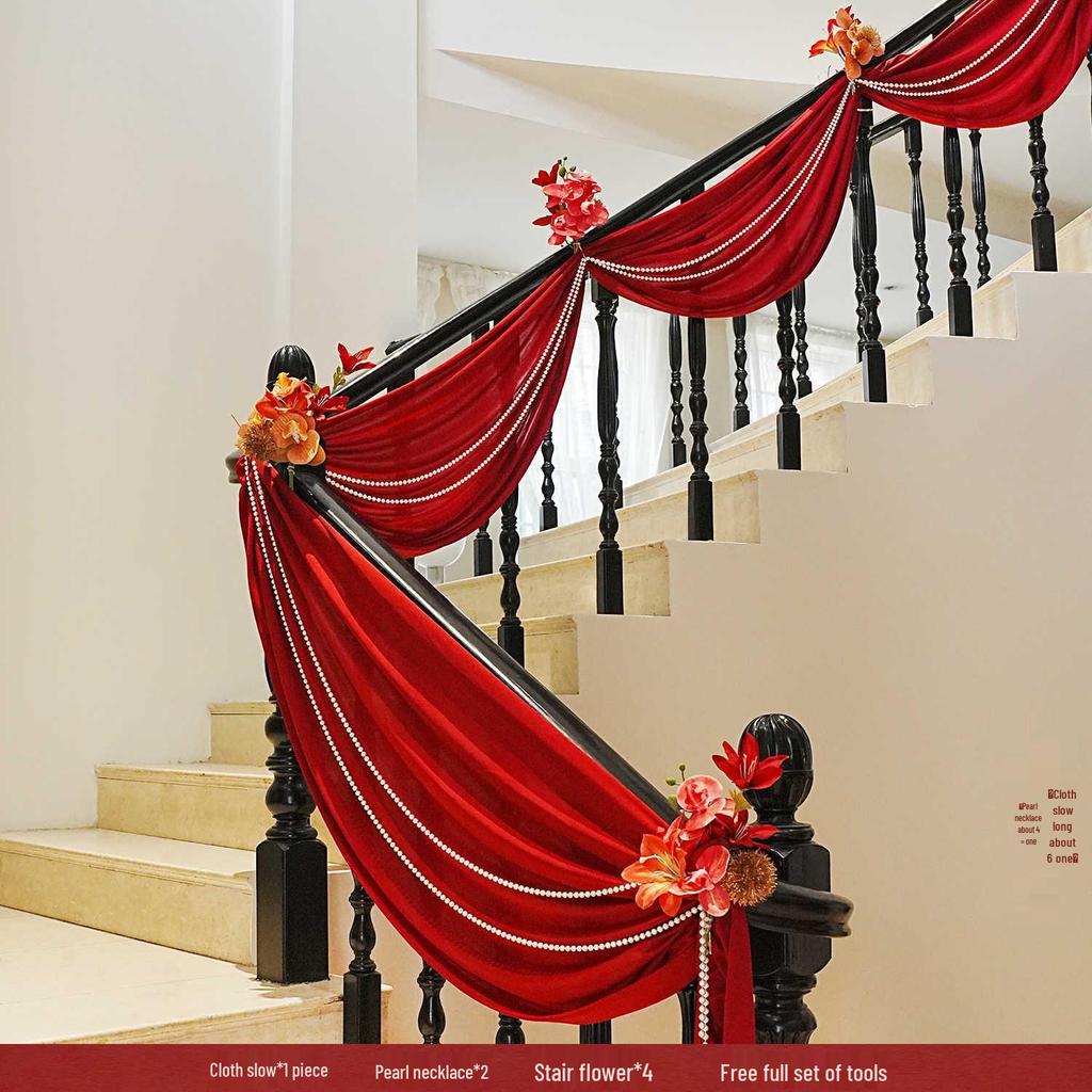Double Happiness Wedding Stair Decor: Groom & Bride Side Pendant