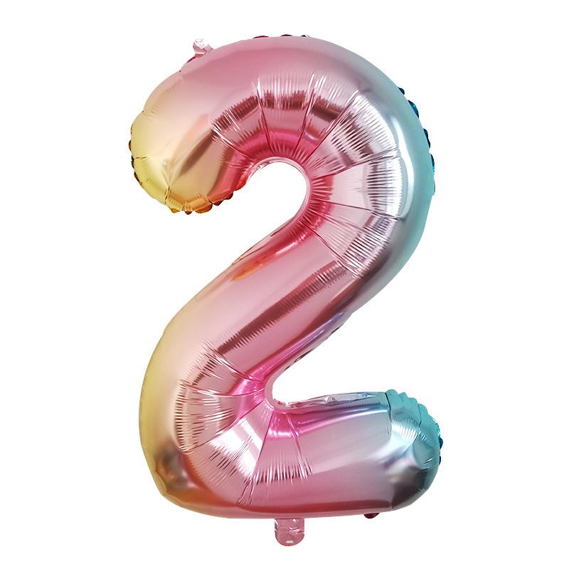 32-Inch Gradient Color Aluminum Foil Number Balloons - US Version