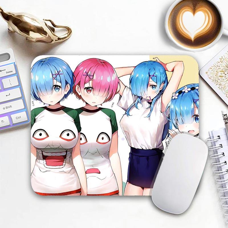 Anime R_Rem R_Re Zero Mouse Pad Small Gaming Mousepad Gamer Non-Slip Edge Standard MousePads PC Compact Stitched Office Mousemat