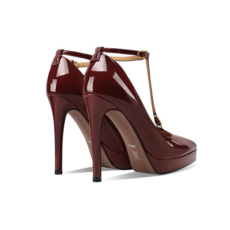 Burgundy super high heels hate sky