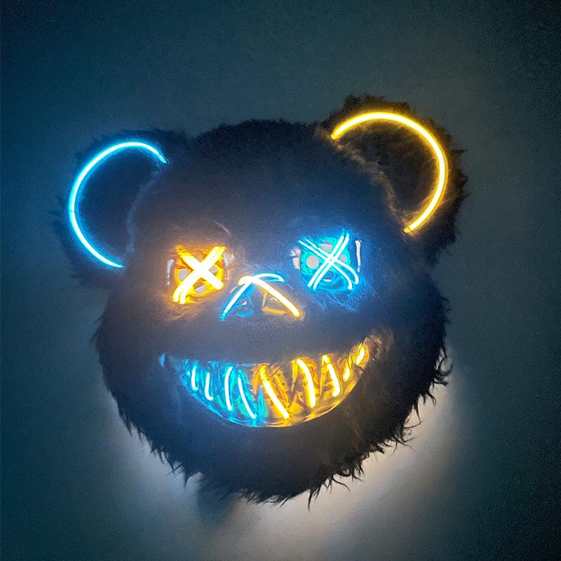 Maschera Facciale LED Luminosa Orso Sanguinante Maschera Luminescente per Decorazione Festa Festival Cosplay Accessori Costume Maschera più Venduta