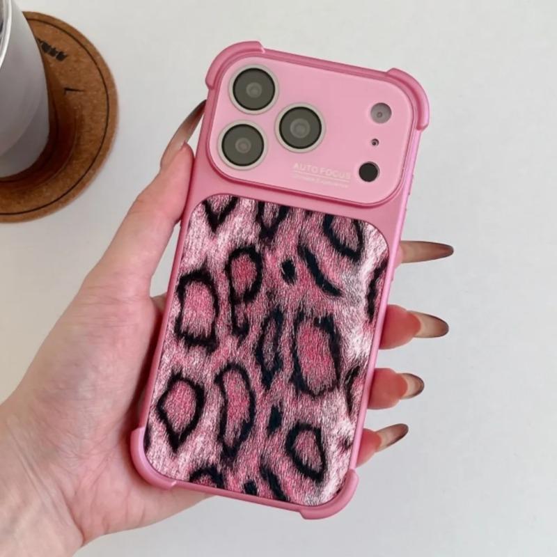 Luxury Shockproof Leopard Print Pattern Case for iPhone 17 Air 16 15 14 13 Pro Max Plus Large Window Protector TPU Phone Cover