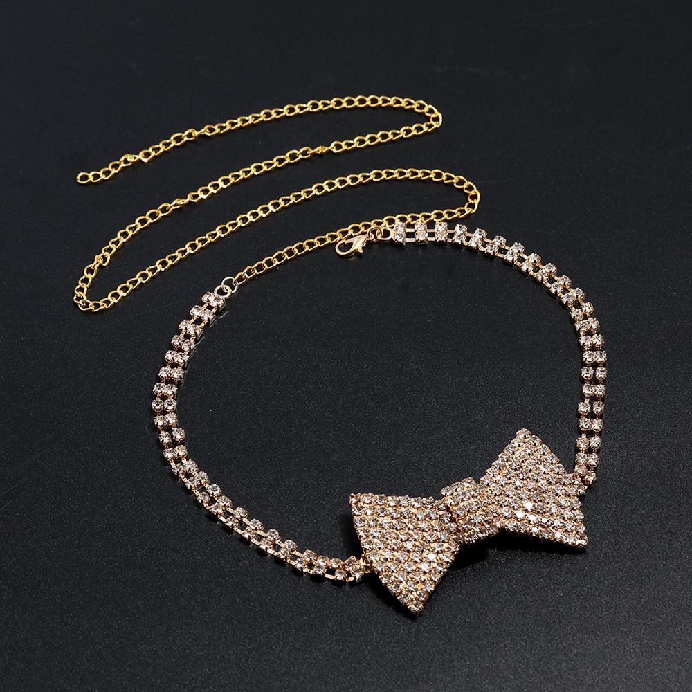 Diamond Wave Water Chain Necklace Butterfly Pendant For Female Fashion Statement