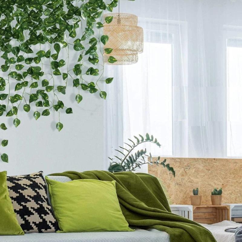 Artificial Ivy Leaf Garland Faux Green Vines for Home Wedding Balcony Wall Hanging Decor