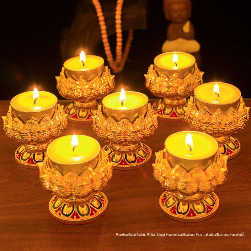 Tybetański Styl Długo Palący Nepalski Lotosowy Uchwyt na Lampę Ghee do Dekoracji Domu