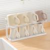 Kitchen Simple Double-layer Drain Cup Holder with Tray Multi-functional Desktop Thermos Cup Glasses Layered Metal Storage Rack