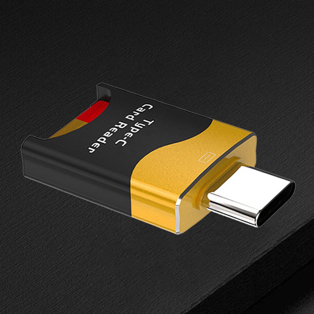 Type-C Card Reader Aluminum Alloy Mini Phone TF Card Reader Hidden Card Slot Plug and Play Flash Drive for Huawei iPad Macbook