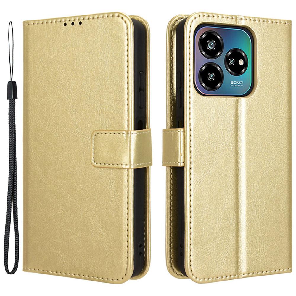 For ZTE Axon 60 Lite/Blade V60 Vita Wallet Case Crazy Horse Texture Leather Stand Phone Cover