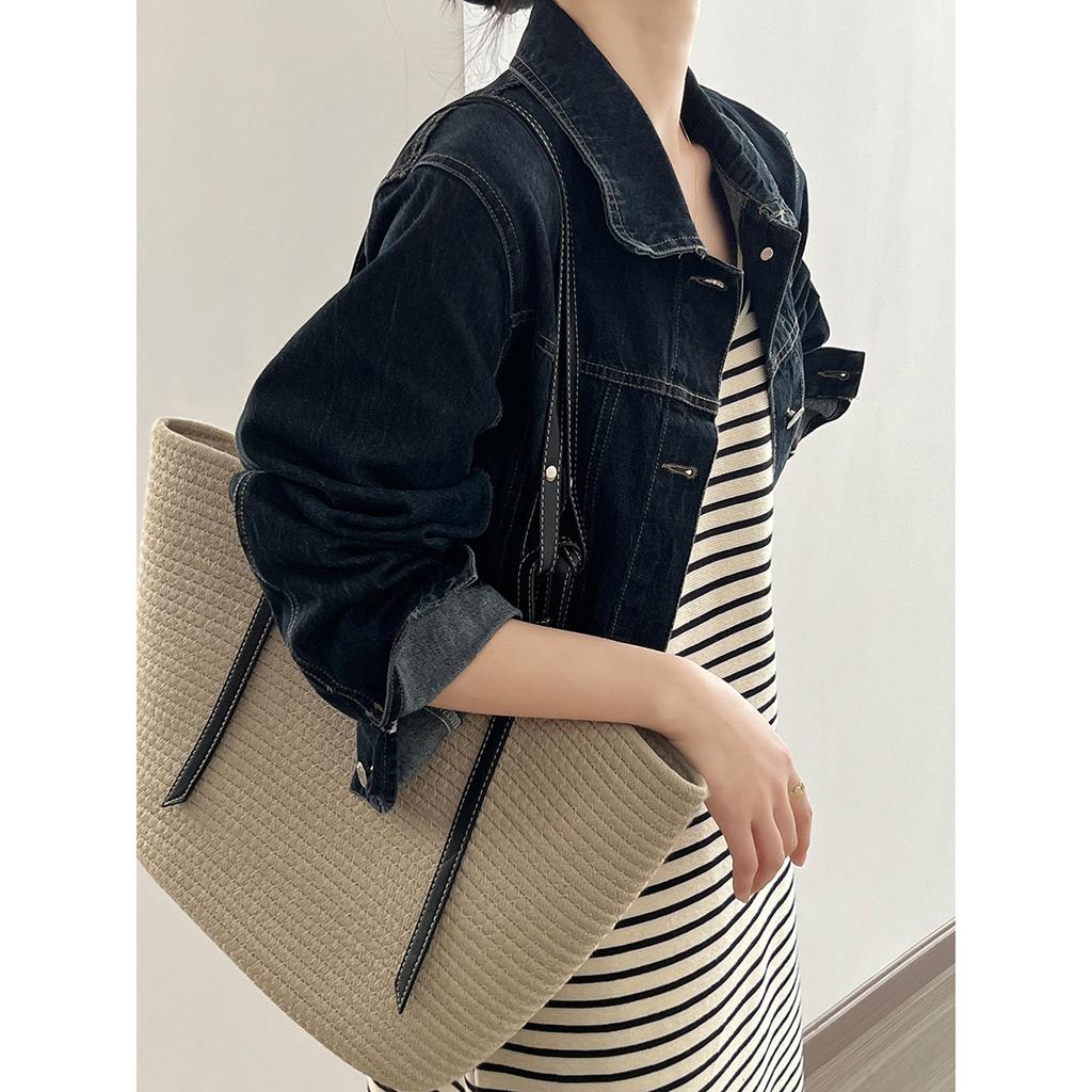 Vintage Denim Jacket Women's Spring Lapel Single-breasted Short Jacket
