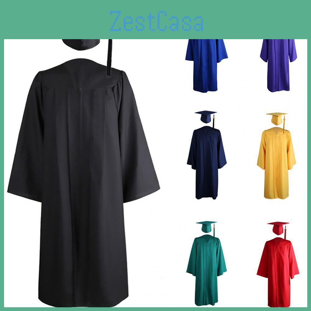 2021 Graduation Gown Adult Long Sleeve University Academic Dress Zip Closure Plus Size Graduation Gown Robe Mortarboardcap