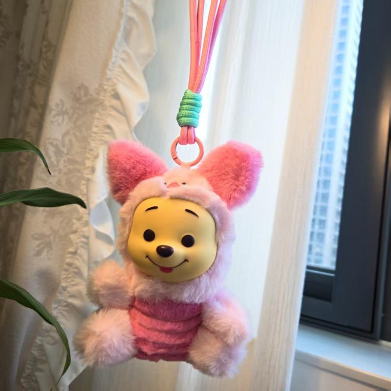 Disney 12cm Winnie the Pooh Hand Rope Series Plush Key Chain Pendant Cute Doll Accessories Christmas Birthday Toy Gifts