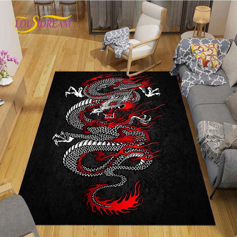 Alfombra Dragon and Tiger Fight Carpet Living Room Sofa Coffee Table Door Bedroom Rug Kitchen Kid Anti-slip Floor Mat Home Decor