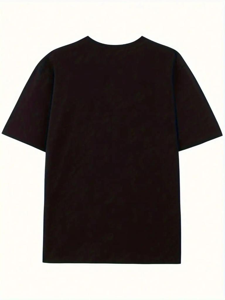 Mens Black Medicine for Happiness Cat Cartoon Graphic TShirt  Summer Casual Round Neck Tee with Applique Desige