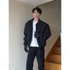 Mens Padded Flight Jacket Oversized Winter Coat Solid Color Warm Streetwear