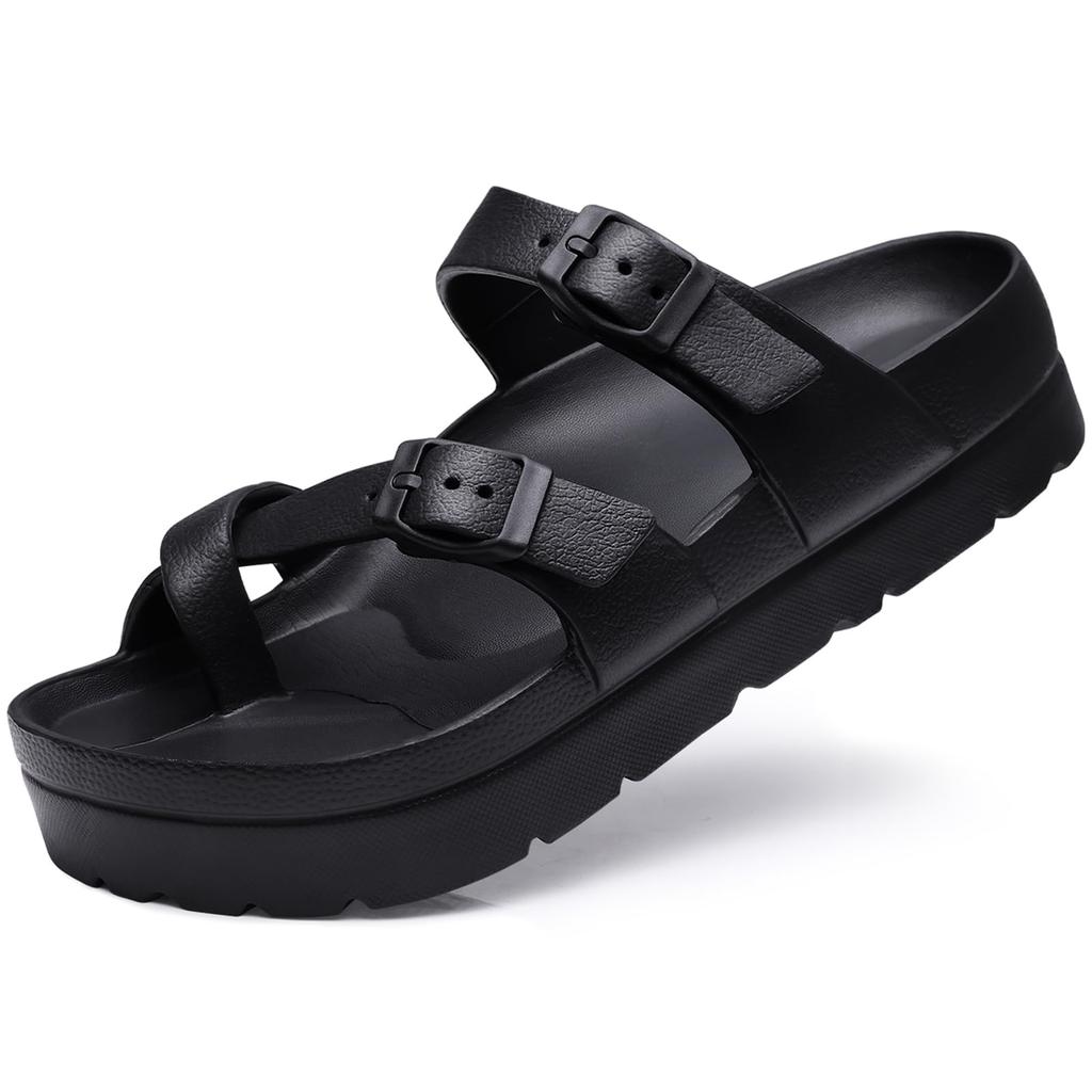 Fashion Litfun Women's Fashion EVA Clogs Sandals Summer Open Toe Outdoor Beach Slippers With Adjustable Buckle New Female House Slides
