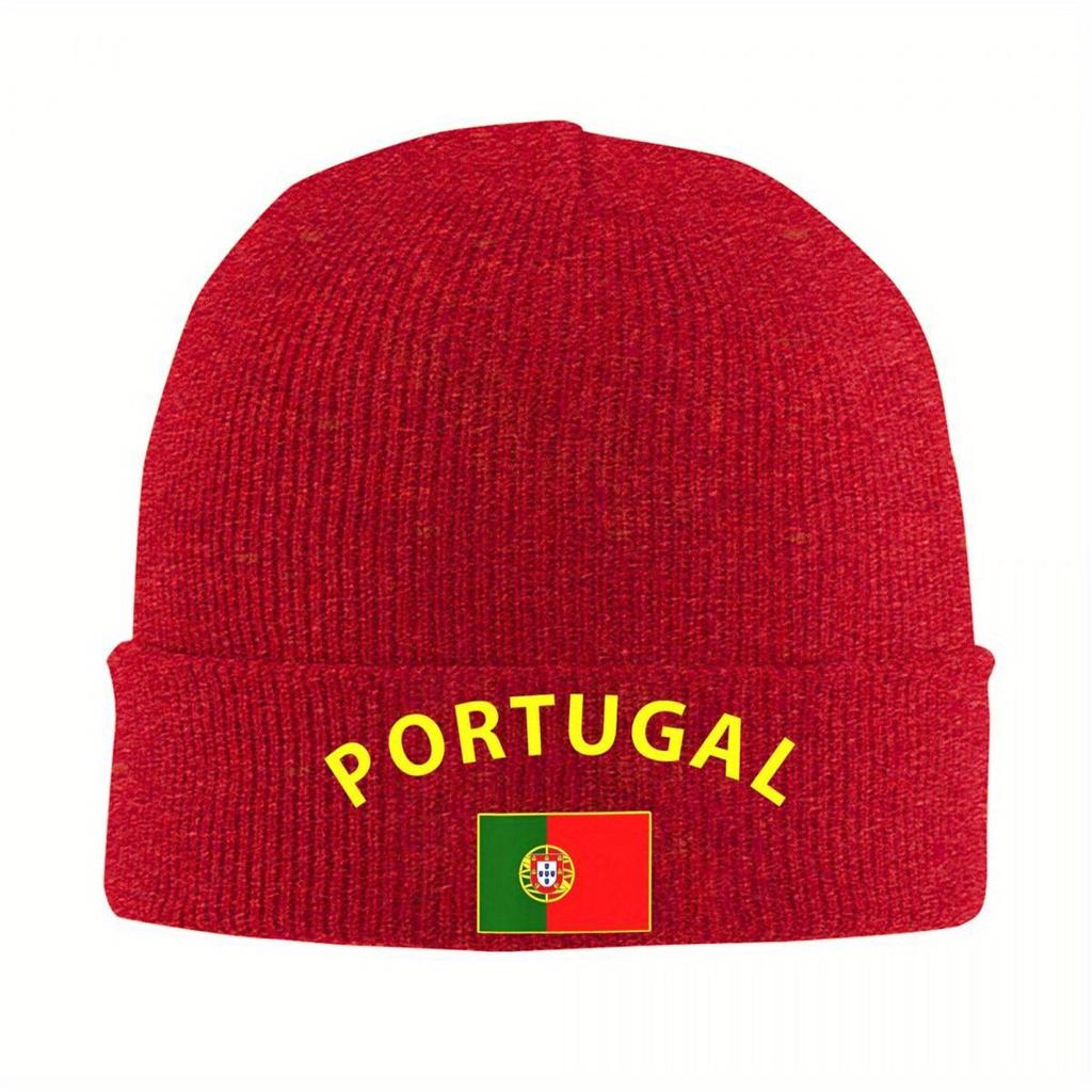 Portugiesische Flagge Mützen Beanie Mützen Grafik Strickmütze Winter Y2K Cool Unisex Damen Hippie Thermisch Elastische Kappe