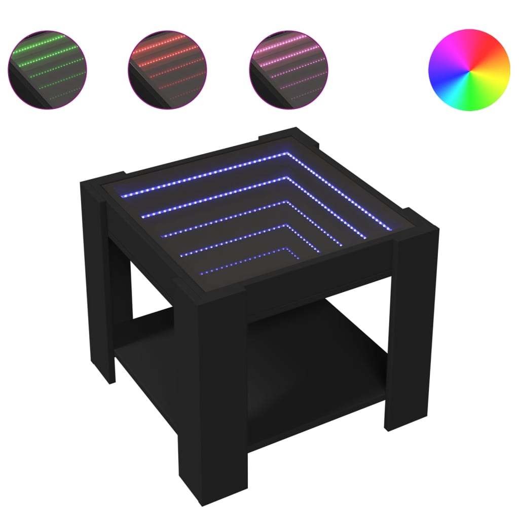 LED Coffee Table Black 53 x 53 x 45 cm Engineered Wood