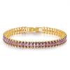 Luxury Inlaid Crystal Zircon 18k Gold Plated Copper Womens Bracelet Jewelry