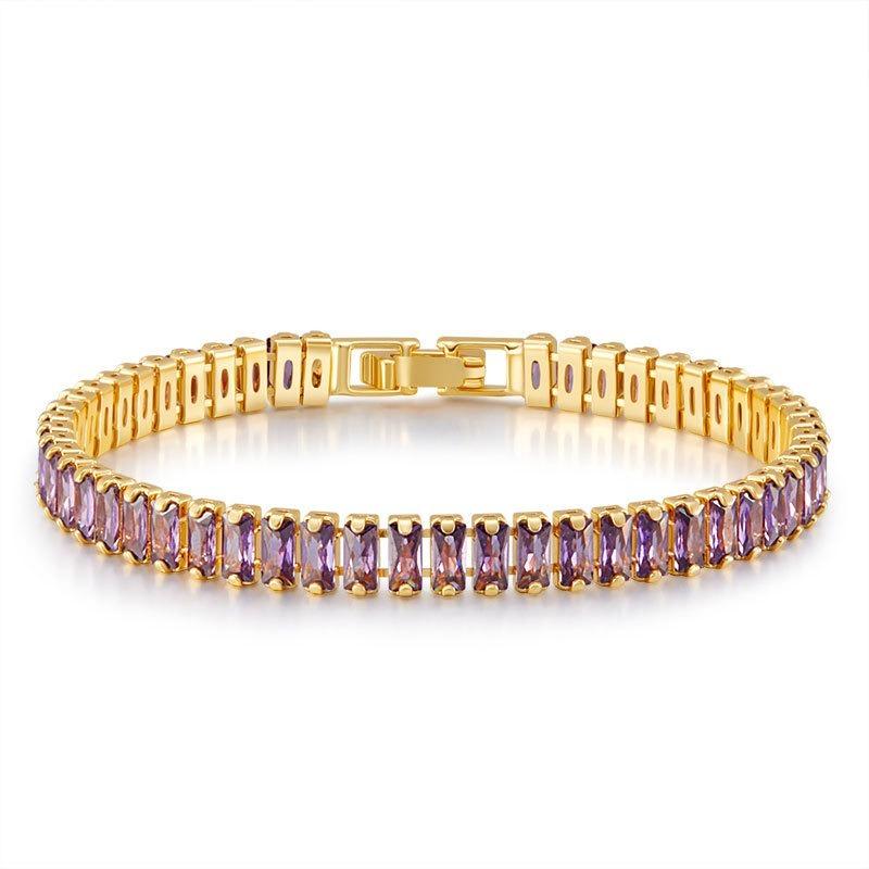 Luxury Inlaid Crystal Zircon 18k Gold Plated Copper Womens Bracelet Jewelry