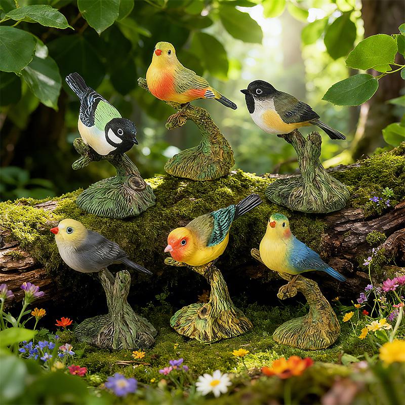 Lovebird & Finch Car Dashboard Animal Model Toy Ornament