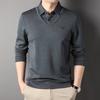 Men's Wool Fake Two-piece Long-sleeved T-shirt Spring and Autumn Casual Jacket Trendy T-shirt Men's Clothing