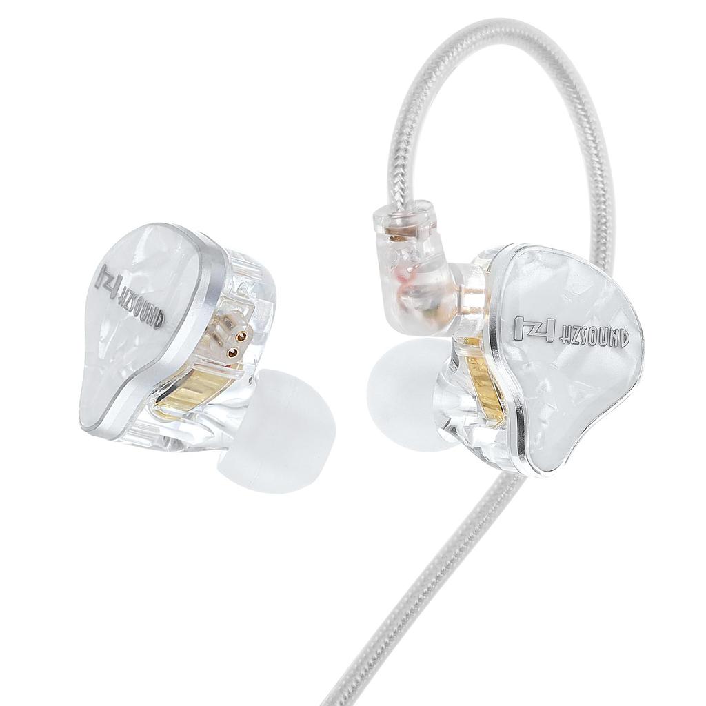 for music and HZsound Snow White Wired Earphones Gaming Hybrid Earphones Monitors CNC Metal Back Cavity Double N52 Powerful Cable Dedicated to HIFI