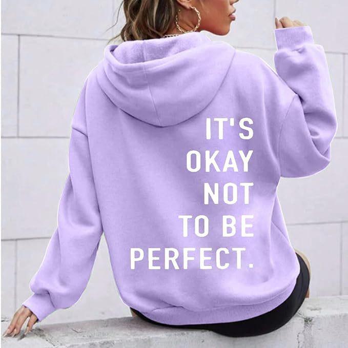 Multi-color Letter Print Casual Women’s Hooded Sweatshirt - Versatile Long Sleeve Pullover, European & American Fashion.