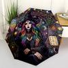 Witchcraft Halloween Magic Compact Travel Automatic Umbrella Folding Umbrella with 8 Ribs Lightweight for Women/Men Fashionable