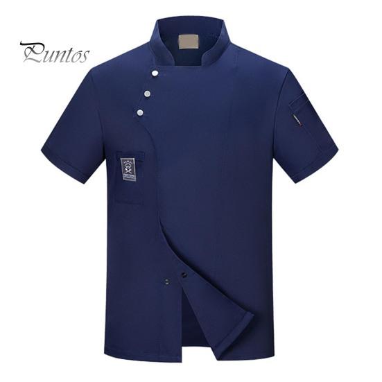 Kochuniform Oberteil Kurzarm Unifarben Tasche Schnalle Unisex Gastronomie Arbeitskleidung Übergröße Bäckerei Restaurant Kantine