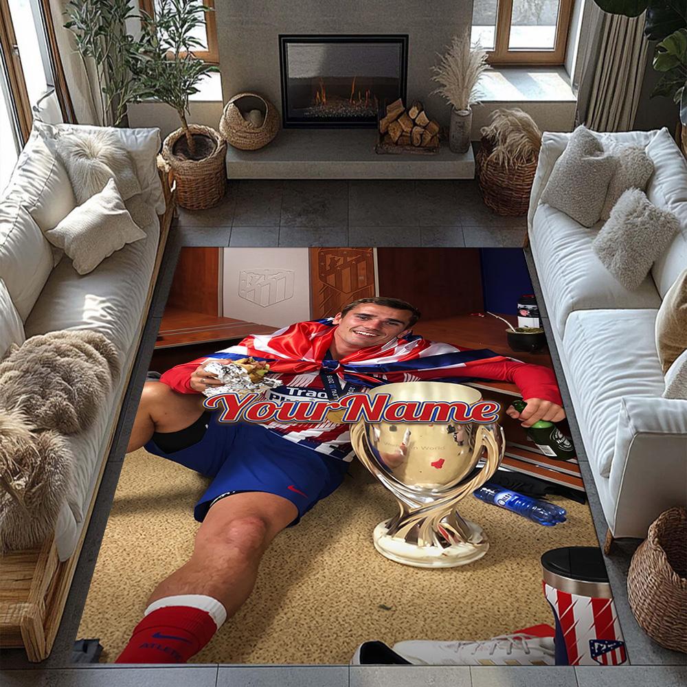Atletico Madrid Customize Text Area Rug Perfect for Foyer Dining Room Entryway Hallway Anti-slip Rug Office home decor