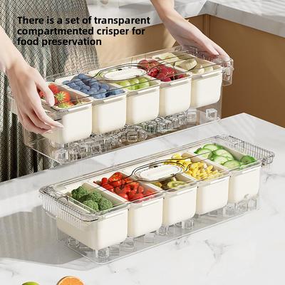 Ice Chilled Condiment Caddy with 5 Containers, Fruit Plate Server with  Lids, Serving Tray Platter with Removable Dishes