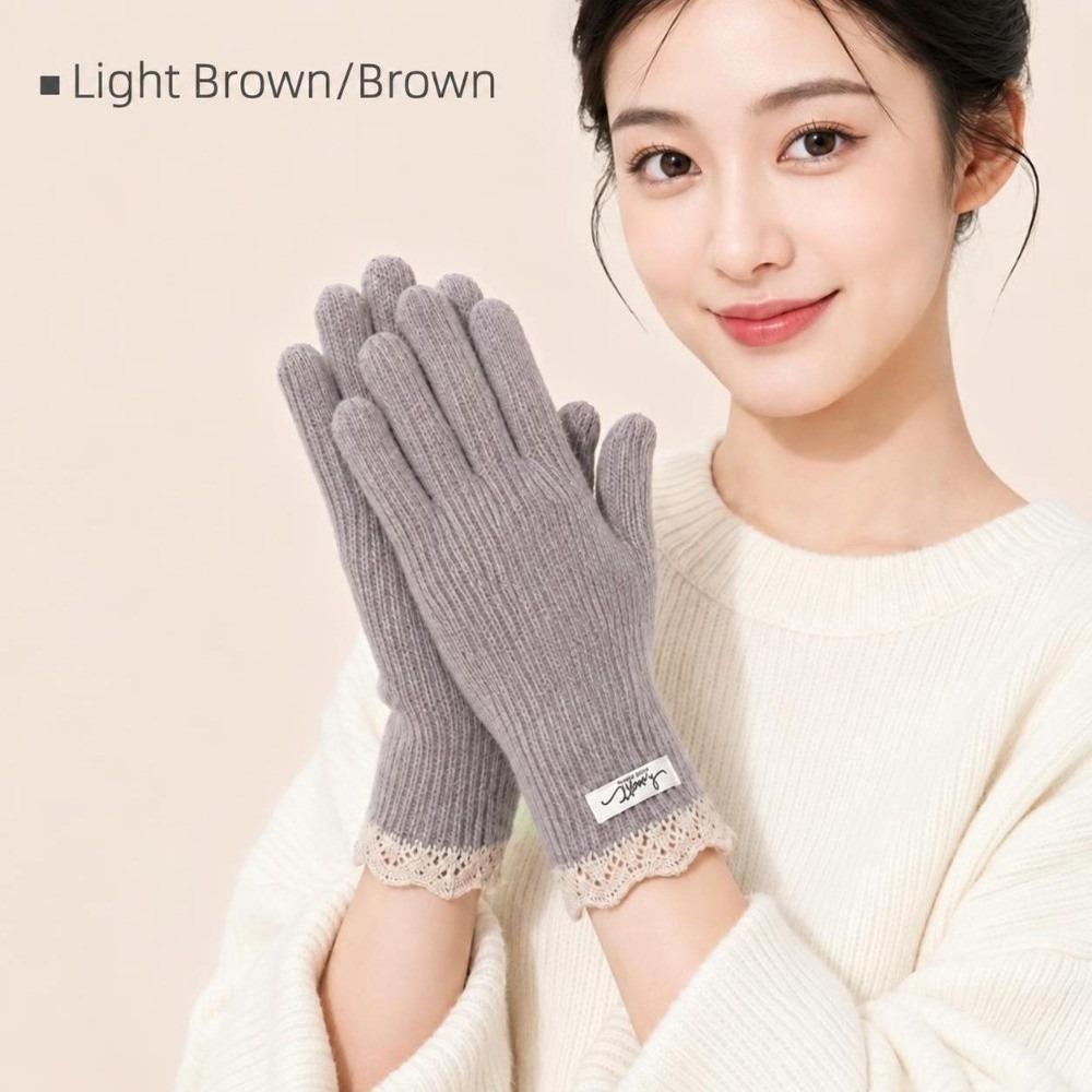 Warm Winter Open Tip Touch Screen Gloves One Size Long Knitted Gloves  For Students