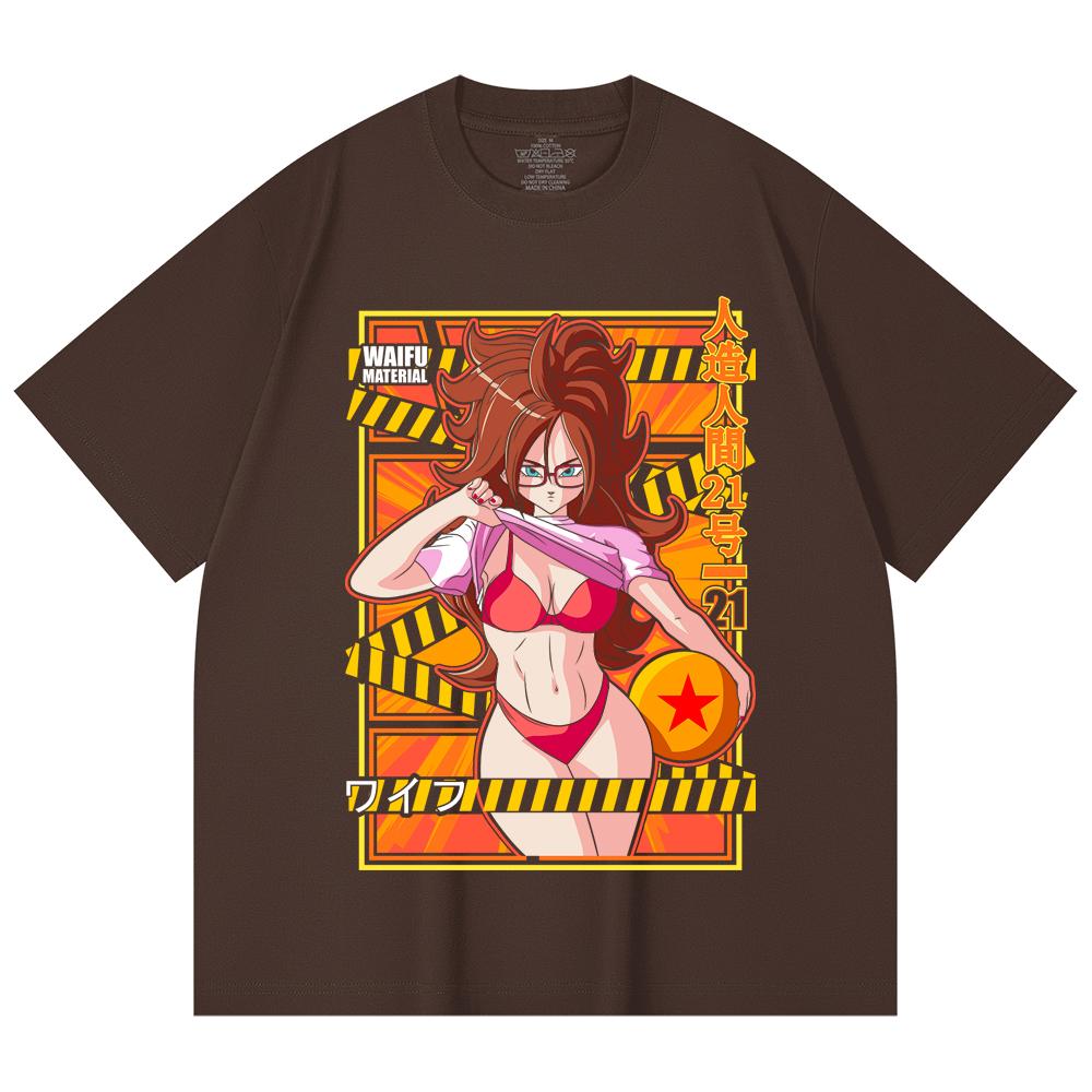 230 Gsm 100% Cotton Dragon Ball V25 Android 21 Waifu Print Unisex Heavy Cotton T Shirt