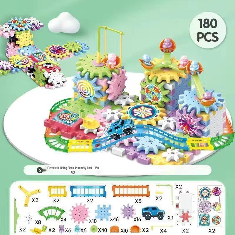 Children's Electric Rotating Gear Building Set - Large Particle Educational Toy