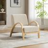 Scandinavian Fabric Lounge Chair – Soft Chenille Fabric and Sturdy Wood Frame, Ideal for Living Room & Bedroom-BEIGE