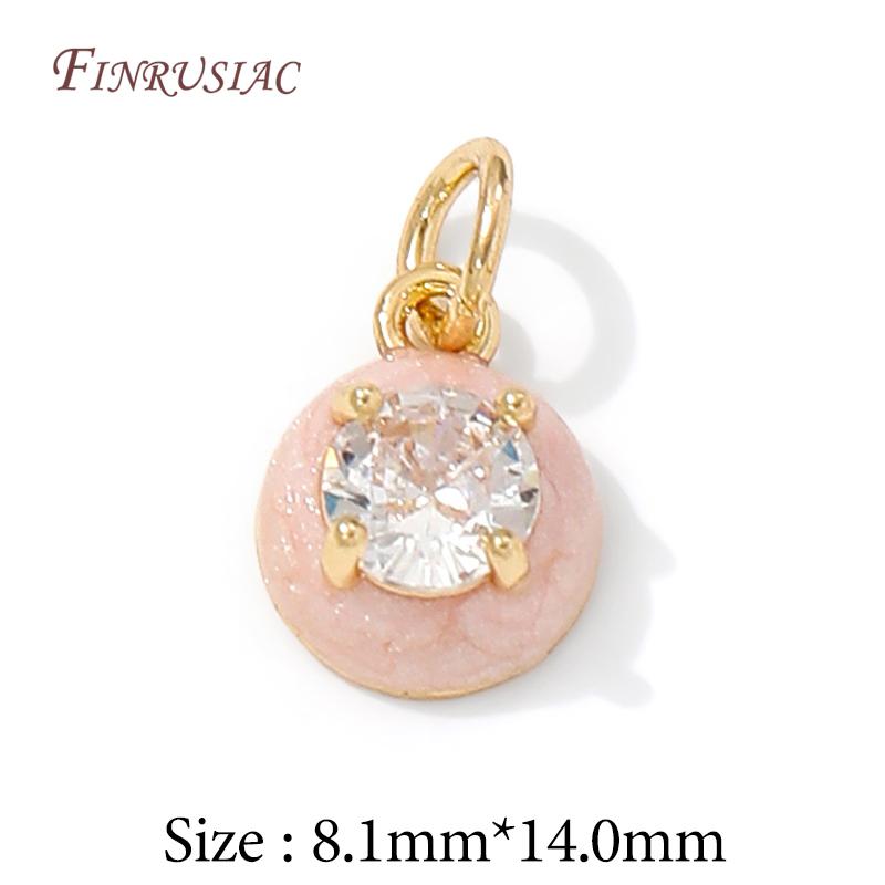 14K Gold Plated Enamel Charms with CZ Crystal,Heart Moon Pendant For DIY Jewelry Making,DIY Bracelet Necklace Earring Supplies